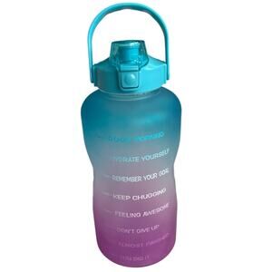 EYQ 128 oz Leak-Proof Motivational Water Bottle with Time Marker & Straw Purple